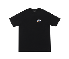 TRAVEL STAMP TEE IN BLACK
