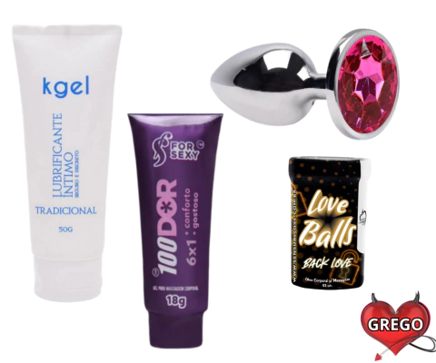 Kit Anal (Plug + Bolinha Anal + Dessensibilizante Anal + Lubrificante Neutro) - comprar online