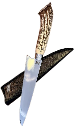 Faca Chifre Rústica Inox com Bainha em Couro - comprar online