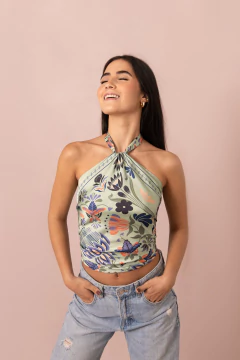 Pañoleta Flori Aqua 70X70