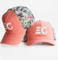 Boné Trucker EC Company Rosa e Flores
