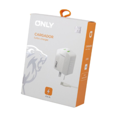 11875 CARGADOR MICRO ONLY 4.4 A BLANCO 2 USB + CABLE MOD 06