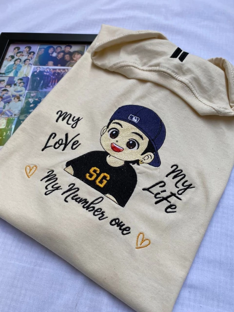 Camiseta Yoongi - My Love , My life , My Number one - Imagem cor Cru - comprar online