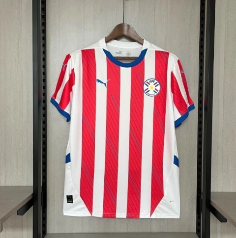 Camiseta Seleção Paraguai I 24/25 Puma Masculina - Branco+Vermelho
