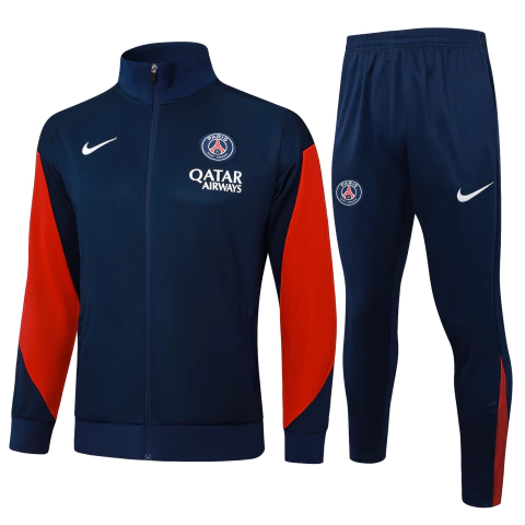 Conjunto do PSG 25/26 Comissão Técnica - Nike Masculino - Azul+Vermelho