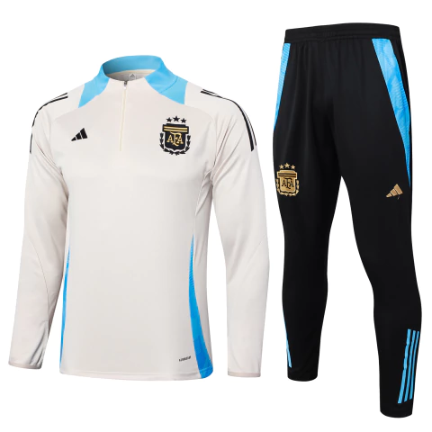 Conjunto Seleção da Argentina 25/26 Comissão Técnica - Adidas Masculino - Branco+Azul Marinho