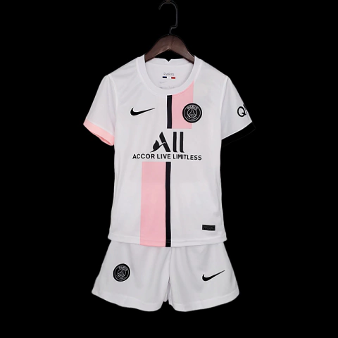 Conjunto Paris Saint-Germain PSG Infantil I 21/22 - Nike - Branco+Rosa