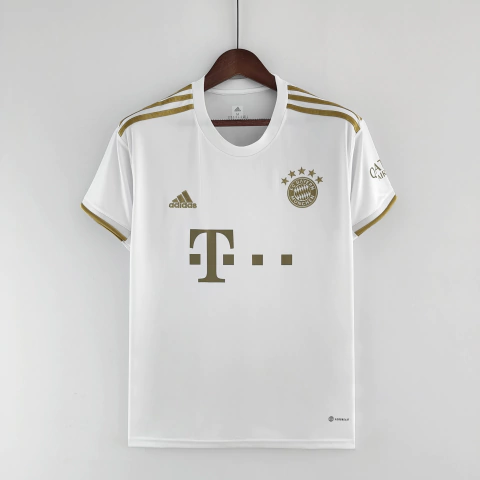Camisa Bayern de Munique 22/23 Adidas Masculina - Branco+Dourado