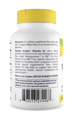 VITAMINA K2 CON MK-7 100 MG 180 CÁPSULAS VEGANAS HEALTHY ORIGINS en internet