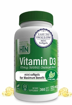 VITAMINA D3 COLECALCIFEROL 5,000 IU 100 y 360 CÁPSULAS - comprar en línea
