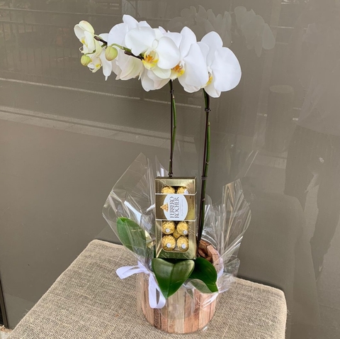 ORQUÍDEA BRANCA COM FERRERO ROCHER