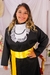 Beca para formatura tradicional adulto preta faixa amarela