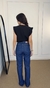 CALÇA JEANS ESCURO WIDE LEG AJ - Maria Figoya