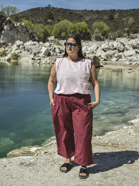 PANT WIDE CRETA BORDO - comprar online