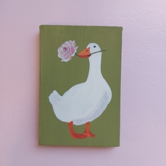 Quadrinho pato com flor