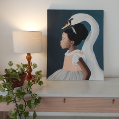 Acrílica sobre tela - A menina e o cisne - comprar online