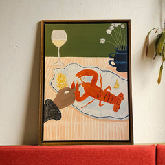 A vingança da lagosta - Pintura em tela com moldura