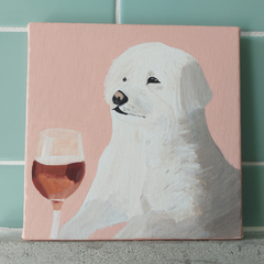 Acrílica sobre tela - O cachorro quer vinho