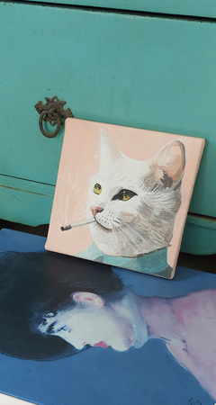Acrílica sobre tela - Gato nicotinado - comprar online