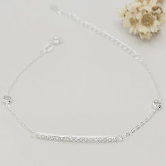 Pulseira Filete Cravejado + Pontos de Luz 15+5cm Prata 925 na internet