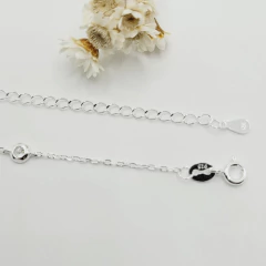 Pulseira Filete Cravejado + Pontos de Luz 15+5cm Prata 925 - loja online