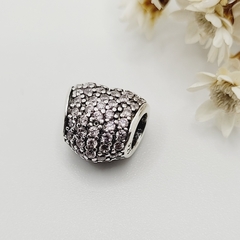 Berloque Cravejado Coração Rosa Prata 925 - comprar online