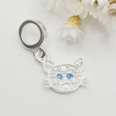 Berloque Gato Cravejado Prata 925 - PratasArcanjo