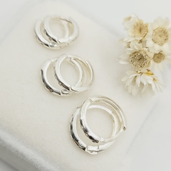 Trio Argola Click Com Zircônias 1cm, 1,2cm, 1,3cm Prata 925 - PratasArcanjo