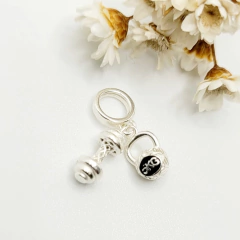 Berloque Halter e Kettlebell Prata 925