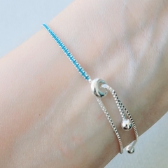 Pulseira Riviera Azul Turmalina Ajustável Prata 925 - PratasArcanjo
