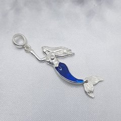 Berloque Sereia Azul Prata 925