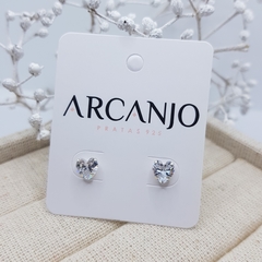 Brinco Coração Zircônia Cristal 6 mm Prata 925