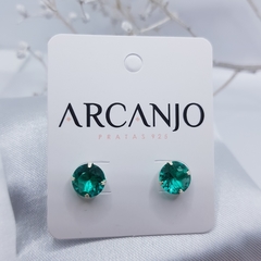 Brinco Pedra Zircônia Verde 8 mm Prata 925