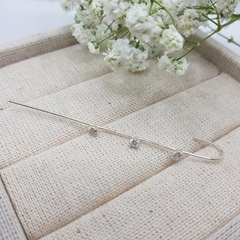 Brinco Piercing 3 Pontos de Luz Prata 925