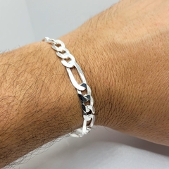 Pulseira Masculina 7mm Elo Grande Elo Pequeno 21cm Prata 925 - comprar online