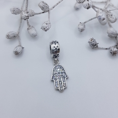 Berloque Cravejado Mão Hamsa Prata 925 - comprar online