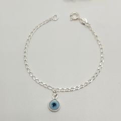 Pulseira Infantil Olho Grego 14 cm Prata 925