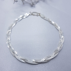 Pulseira Laminada Três Fios 18cm Prata 925