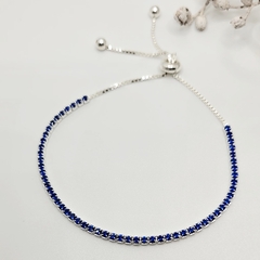 Pulseira Riviera Azul Ajustável Prata 925