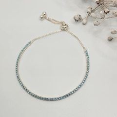 Pulseira Riviera Azul Turmalina Ajustável Prata 925