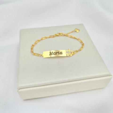 pulseira nome coroa