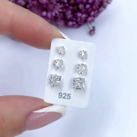 Trio de brincos quadrado