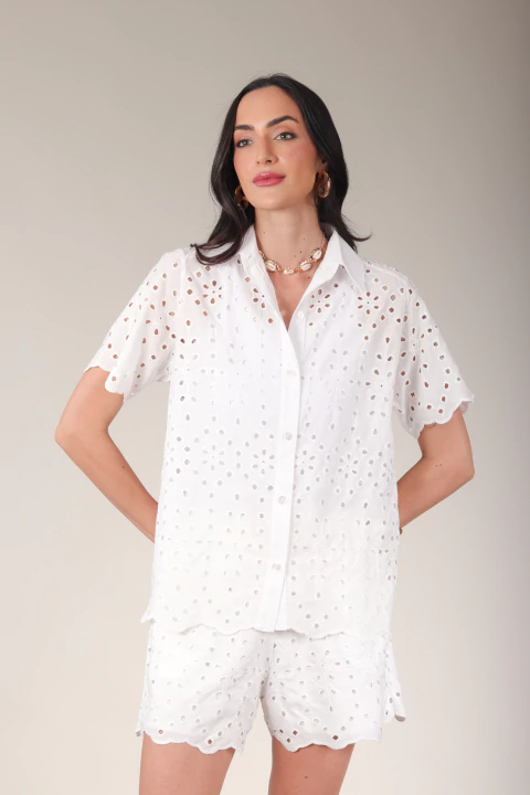 Camisa em laise manga curta Pomar