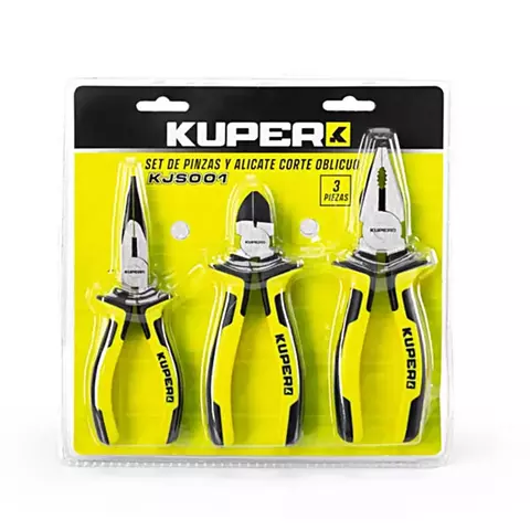Set de pinzas y alicate corte oblicuo Kuper 3 piezas - comprar online