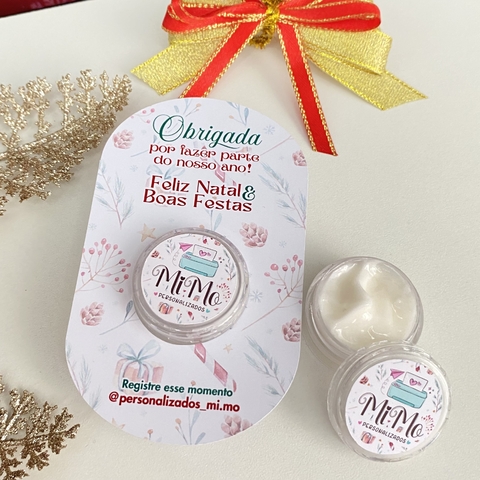 Card com mini potinho hidratante Final de Ano - 10 Unidades