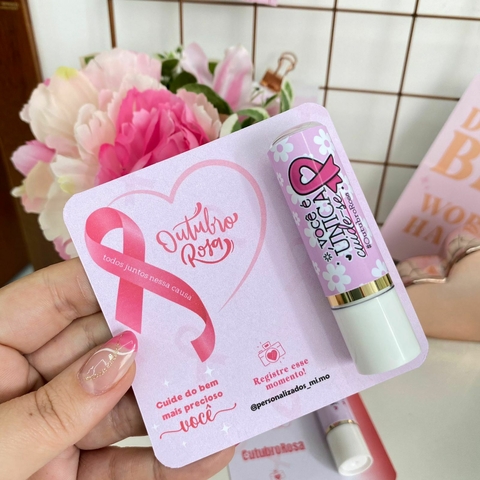 Card com Protetor Labial Manteiga de Cacau Outubro Rosa - 10 unidades
