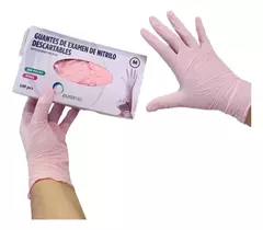 GUANTE EXAMEN NITRILO ROSA X100U