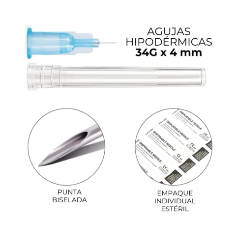 AGUJA DESCARTABLE HIPODERMICA MESO 34G 4MM X1 KDL - comprar online