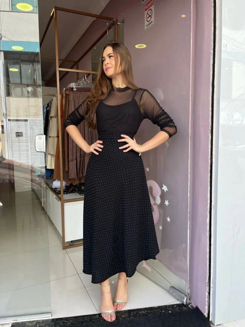 Saia Transpassada Com Strass - Preta - comprar online