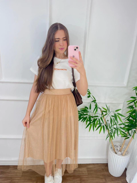 Saia Tule Brilhosa 252800 - Dourada